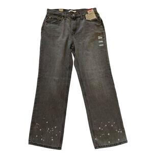 Levi's NWT, Low Pro Straight Leg Mid Rise Grey Splatter Jeans, Ladies 31